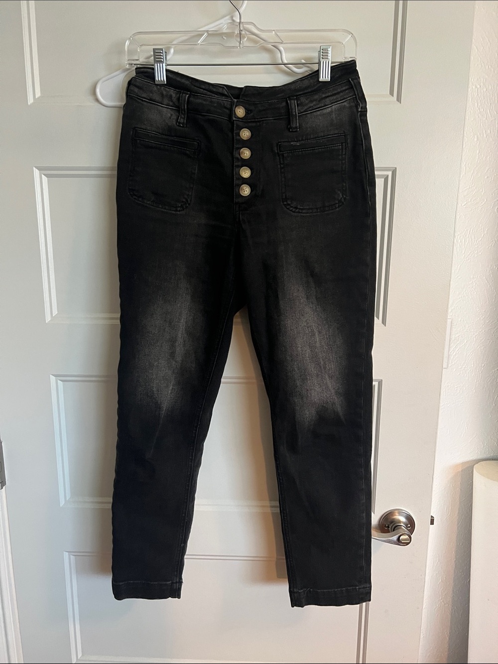Pilcro and the Letterpress High-Rise Black Washed Button-Fly Jeans sz 26